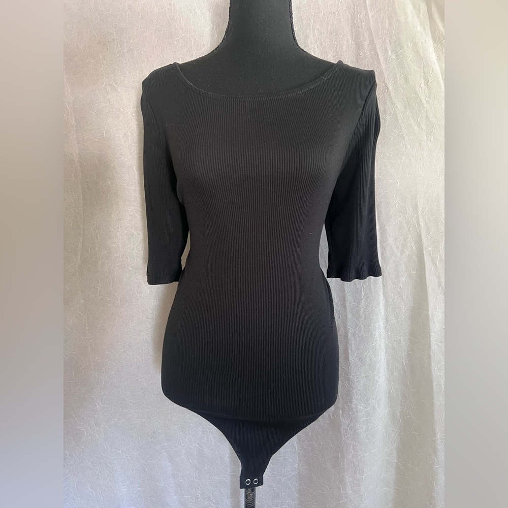 Express Black Ribbed Bodysuit